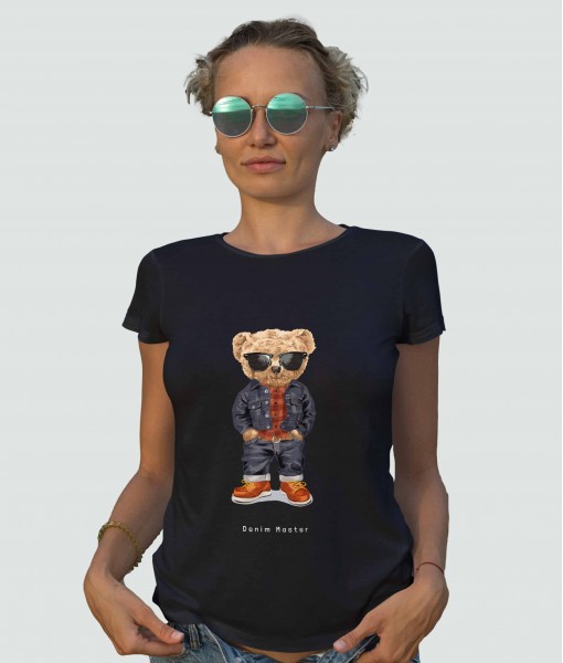 Дамска тениска с щампа Мечета Denim bear